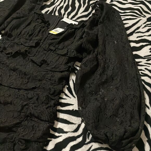 ASTR the label ruched black lace long sleeve mini corset dress medium NWT - Picture 9 of 17